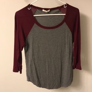 Red/grey baseball styled shirt